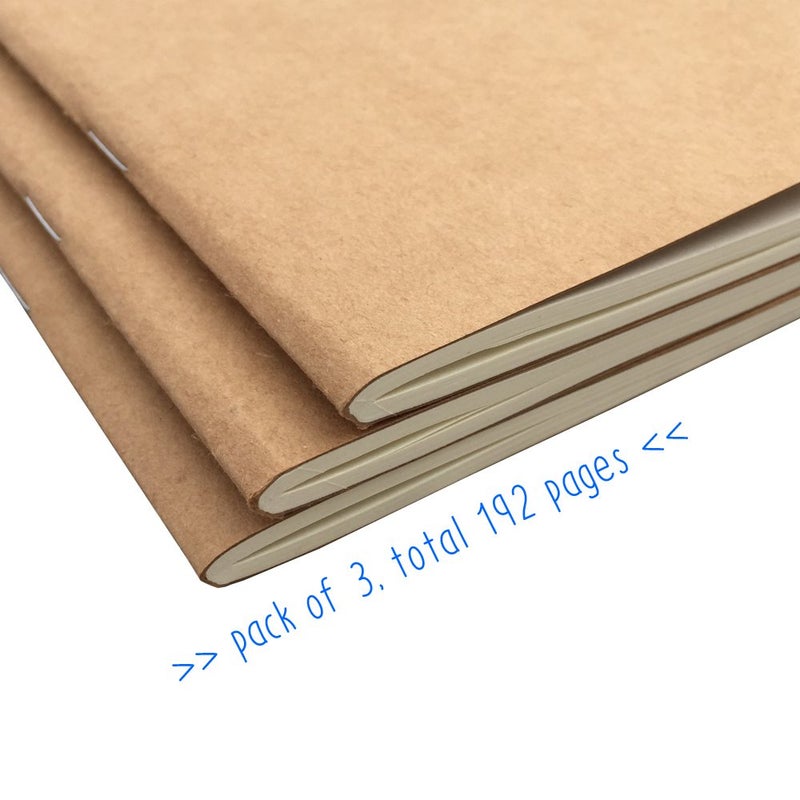 newestor Travelers Notebook Inserts - Blank Paper Notebooks for Standard Size Travelers Notebook, Set of 3, Total 192 Pages, 8.25 x 4.25 Inches - Image 2
